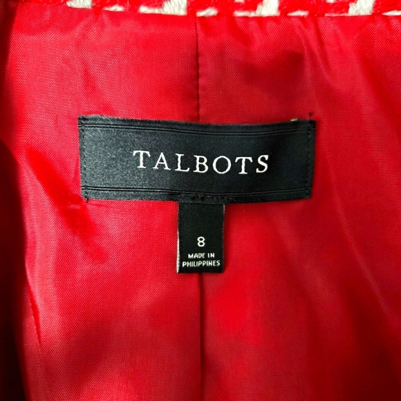Talbots Red Wool Houndstooth Moto Jacket. Size 8 - Picture 15 of 15